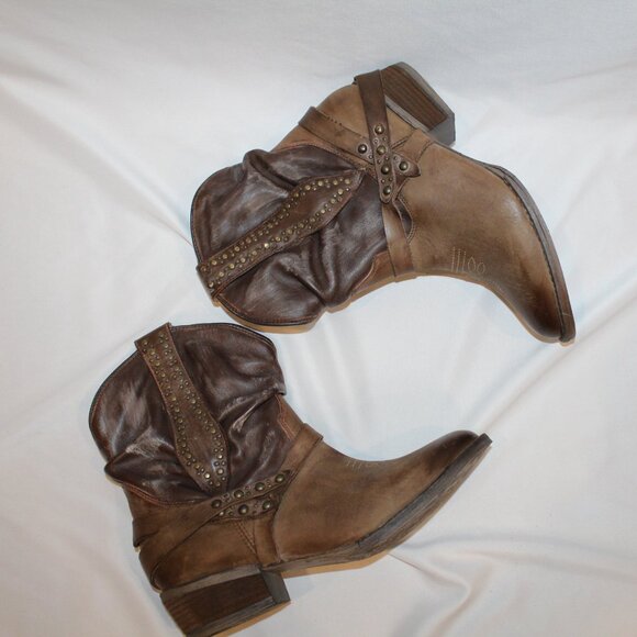 NIB CIRCLE G WOMEN'S SLOUCH WESTERN‎ ANKLE COWBOY BOOTS BROWN SZ 6 - Picture 2 of 6